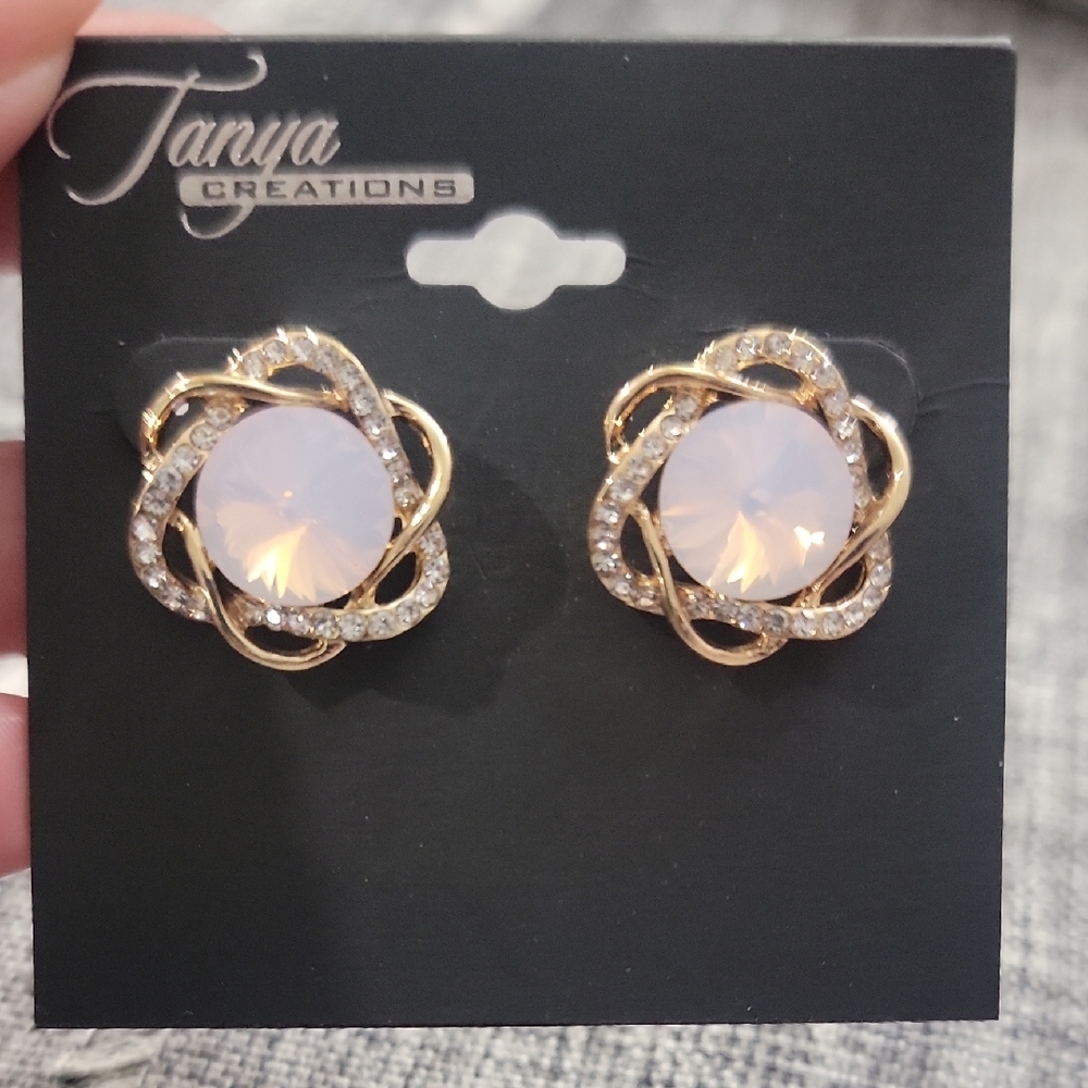 Tanya Creations Gold and Pink Earrings